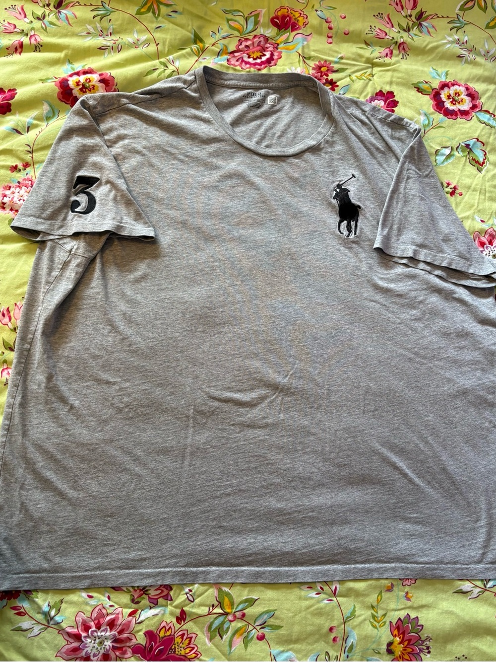 Polo Ralph Lauren extra large horse 3 on sleeve gray tee shirt 4X 31”Hx32”W EUC